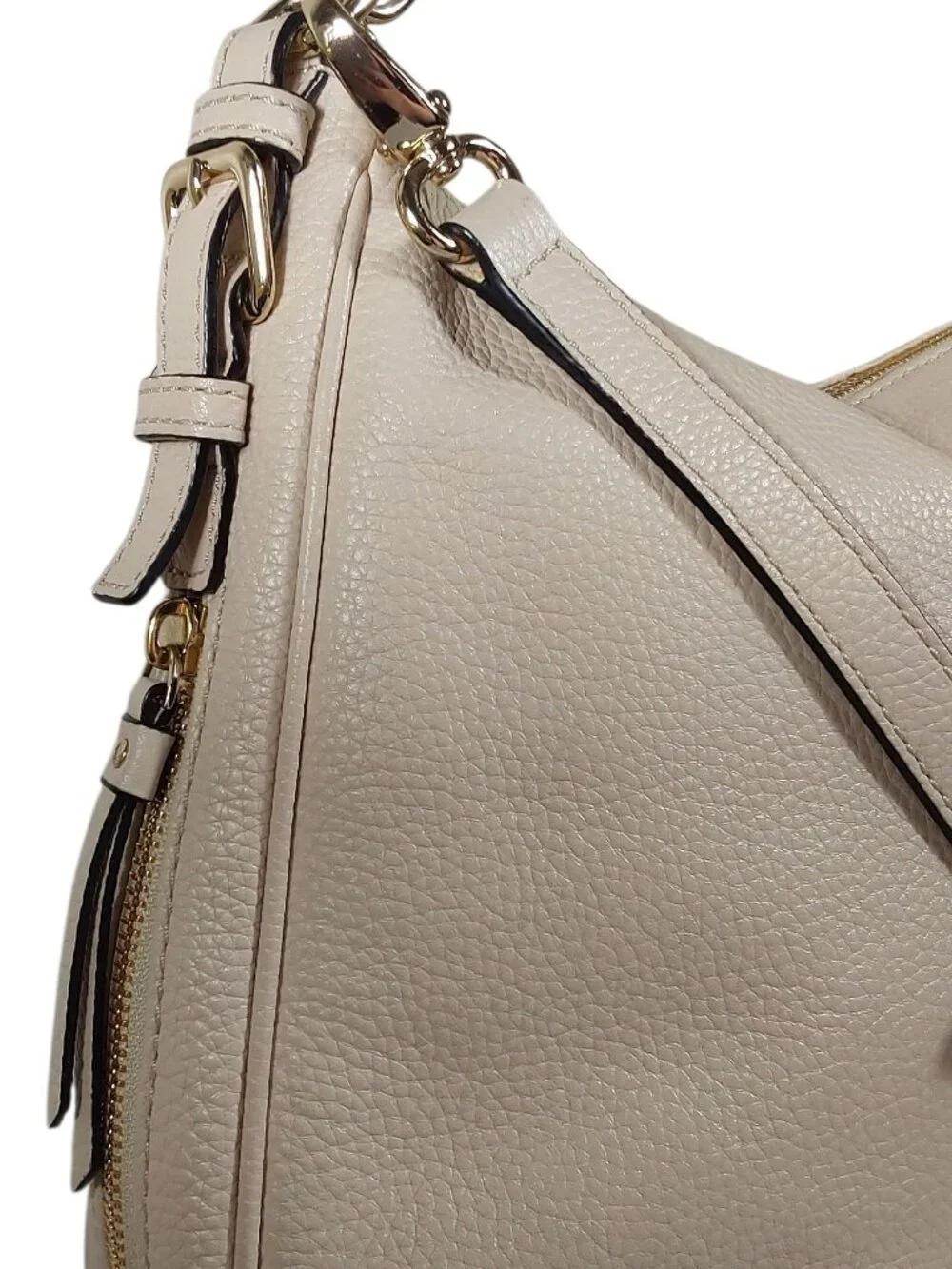 Kate Spade Cobble Hill Small Ella Hobo Bag Crossbody Strap Cream Pebbled Leather
